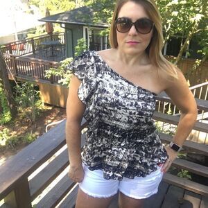 Ruffled off the shoulder top